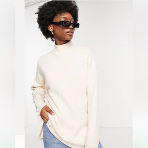 NWT ASOS Stradivarius cream turtleneck sweater with slits